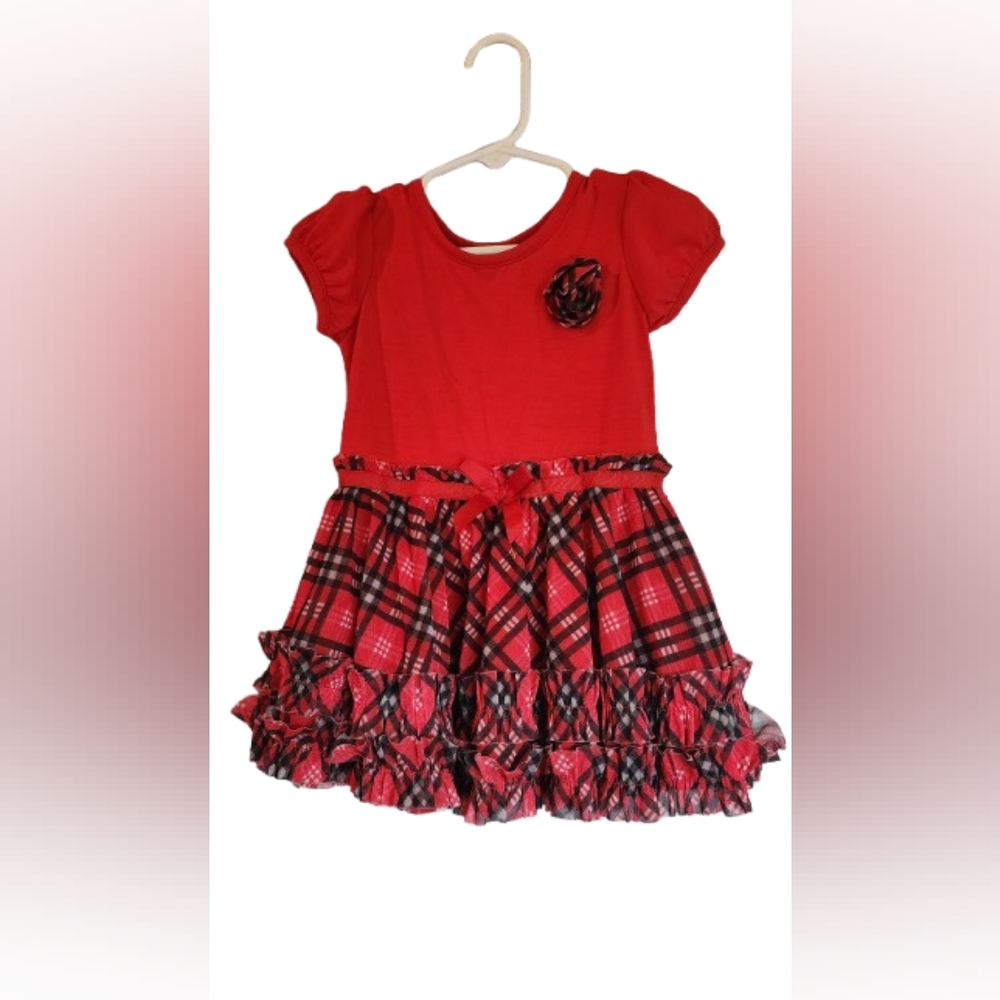 Healthtex red/plaid ruffle dress 24mths